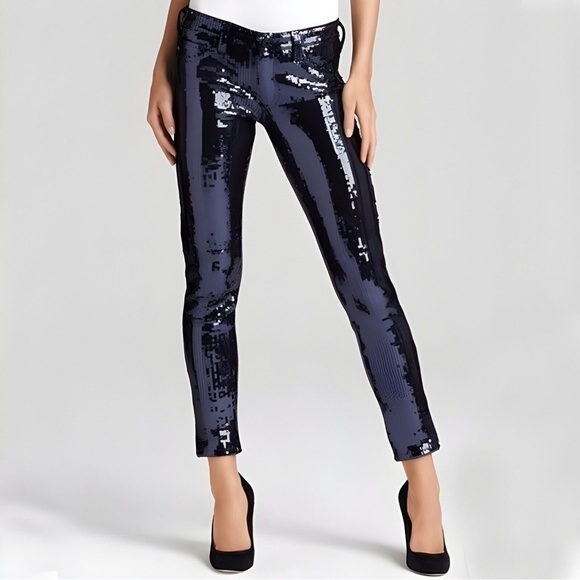 AG Adriano Goldschmied Sequin Mid Rise Ankle Legging Jeans 28R - Picture 1 of 14